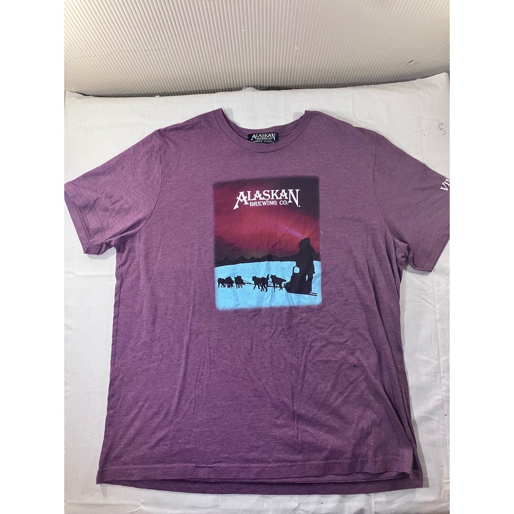 Alaskan Brewing Co Vintage Label Series Barley Wine Graphic Tee Purple Mens XL